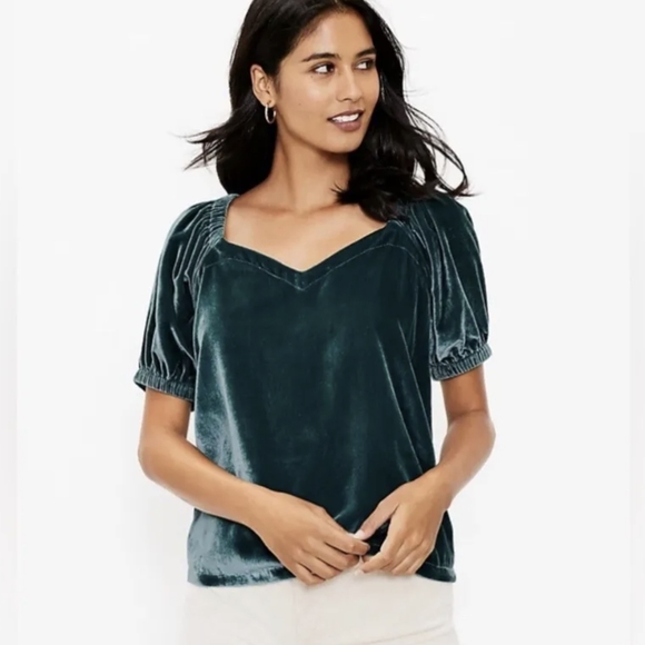 NWT Deep Green Velvet Sweetheart Top - Picture 1 of 3